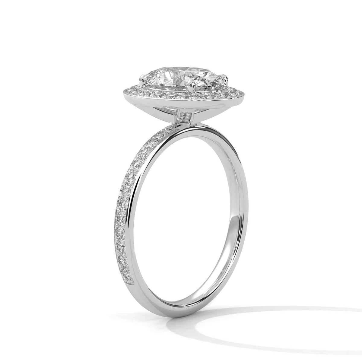 Oval Cut Lab Grown Diamond Halo Micro-Pavé Engagement Ring 2.52 CT