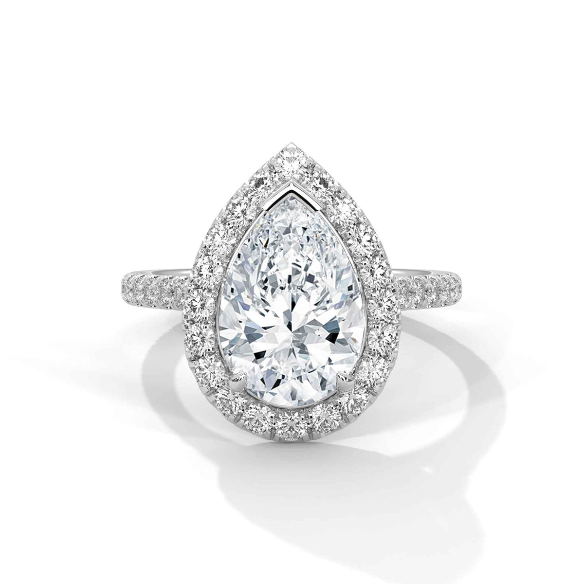 Pear Cut Lab Grown Diamond Halo Micro-Pavé Engagement Ring 3.73 CT