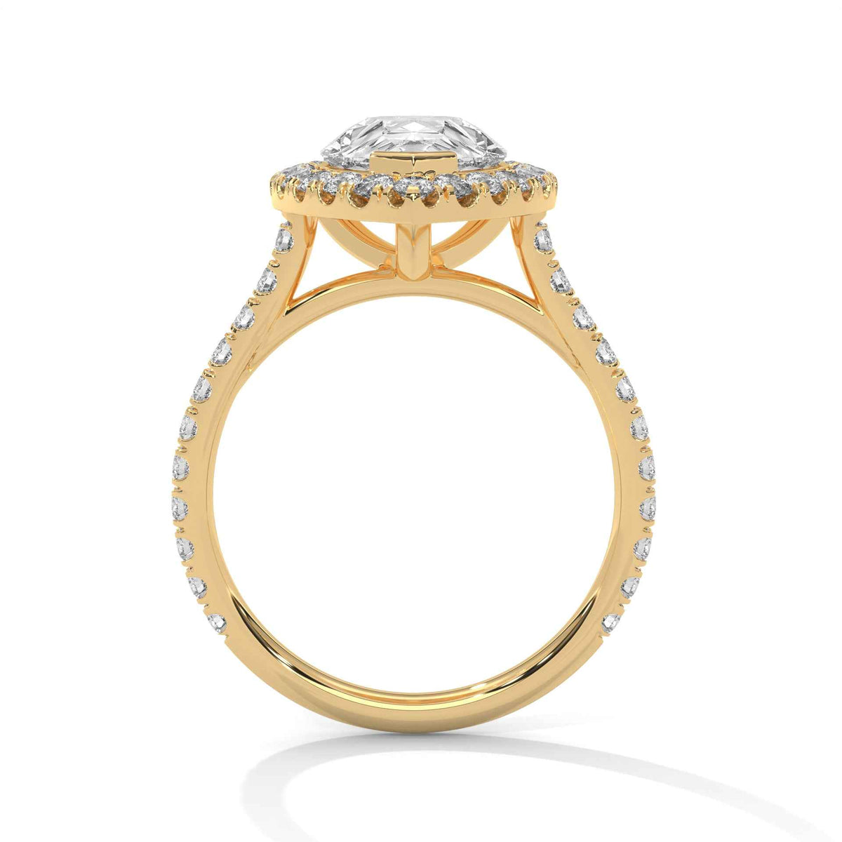Pear Cut Lab Grown Diamond Halo Micro-Pavé Engagement Ring 3.73 CT