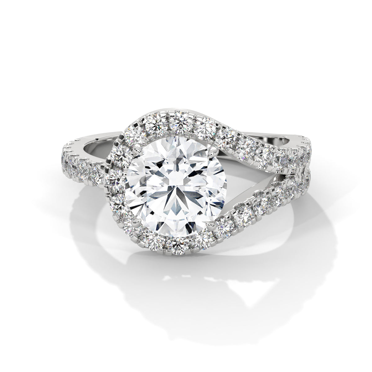 Diamond ring with a white background