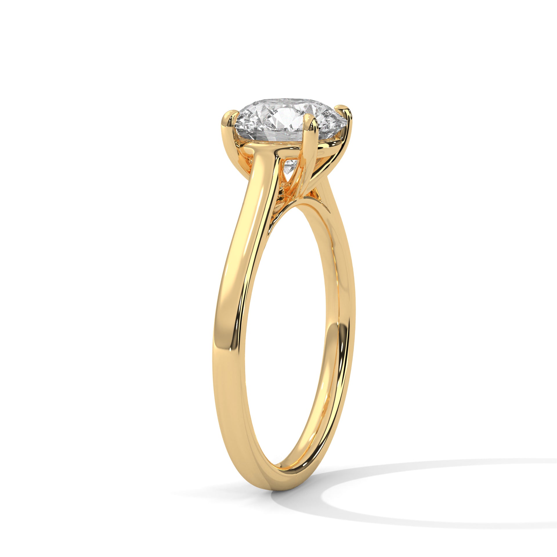 Round Brilliant Cathedral Solitaire Engagement Ring