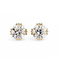 Round Lab Grown Diamond Crown Setting Stud Earrings 2.80 CT