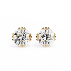 Round Lab Grown Diamond Crown Setting Stud Earrings 2.80 CT