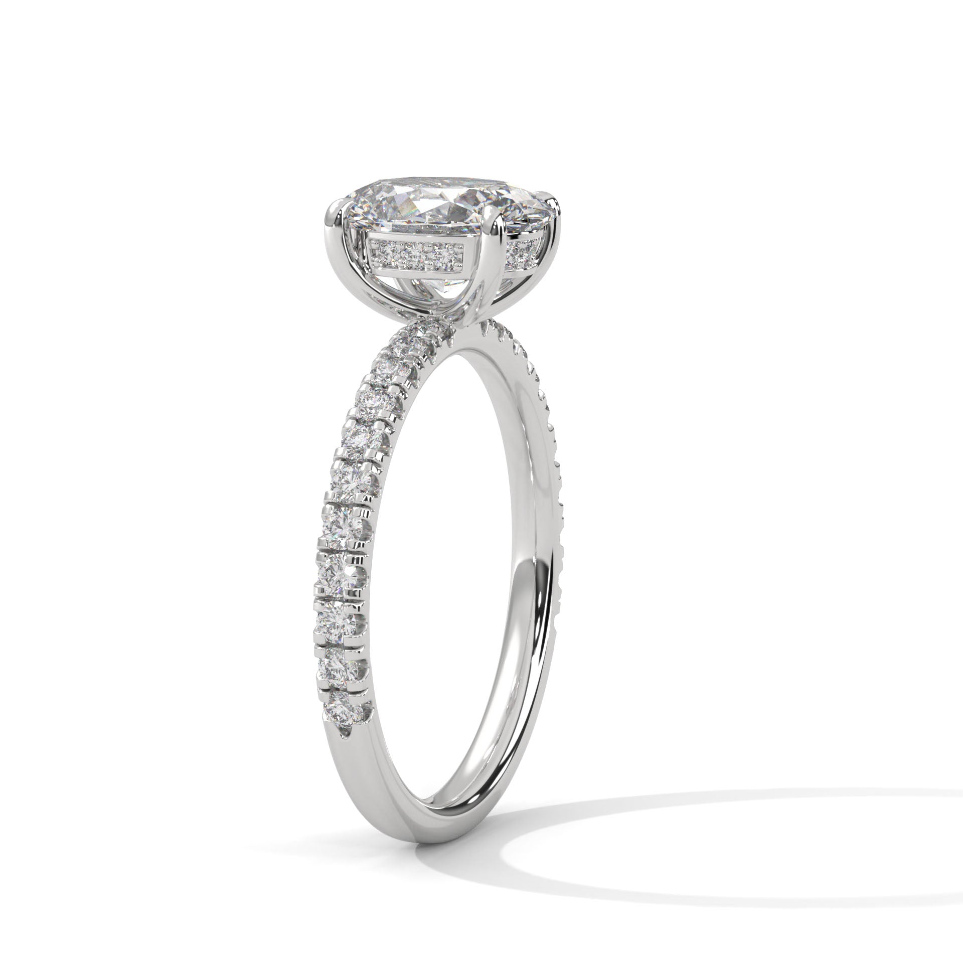 Oval Solitaire Hidden Halo Engagement Ring