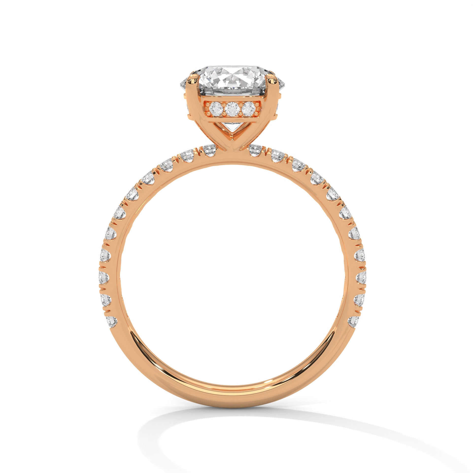 Round Solitaire Hidden Halo Engagement Ring