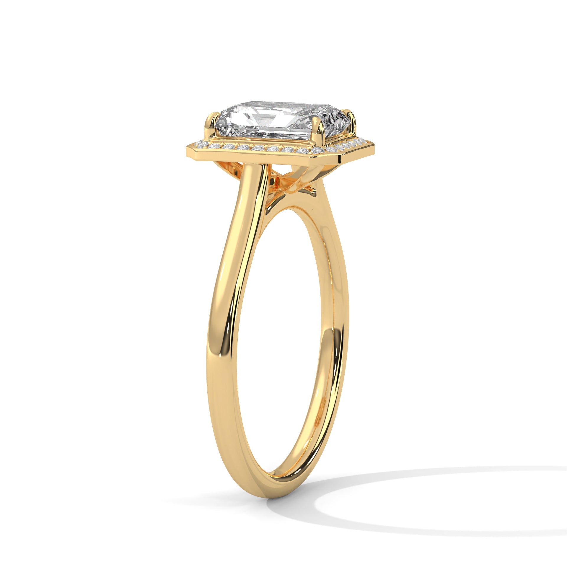 Emerald Cut Halo Engagement Ring