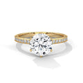 Classic Six-Prong Solitaire Ring with Delicate Micro-Pavé Diamond Band