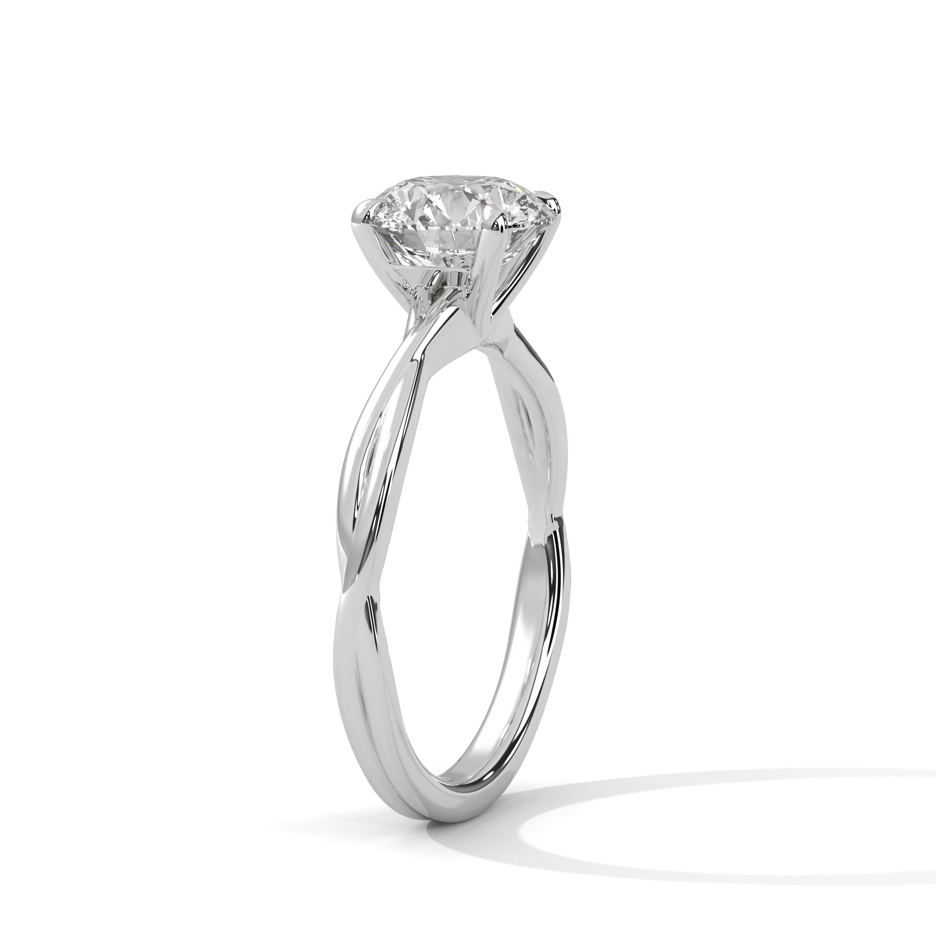 Twisted Solitaire Round Diamond Engagement Ring