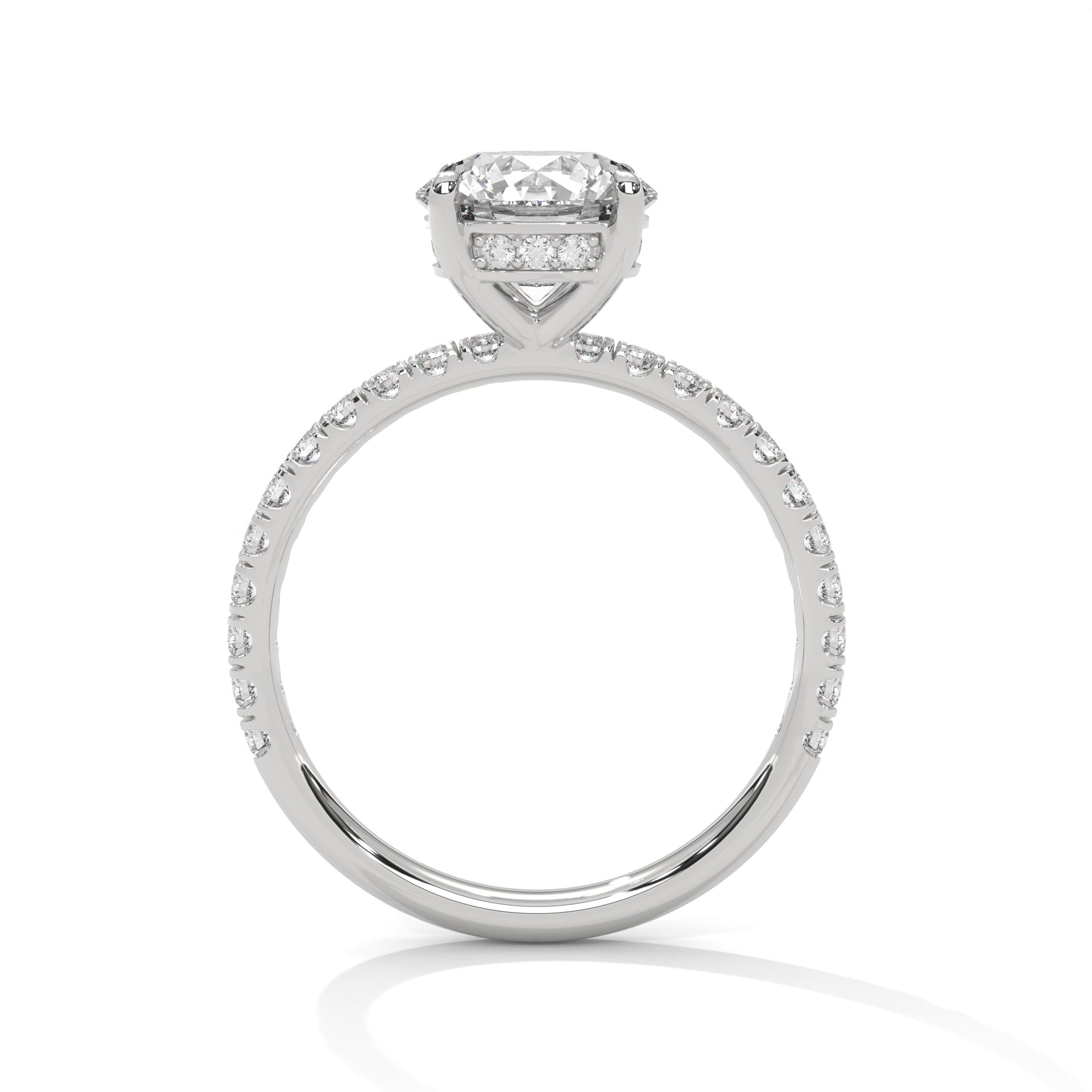 Round Solitaire Hidden Halo Engagement Ring