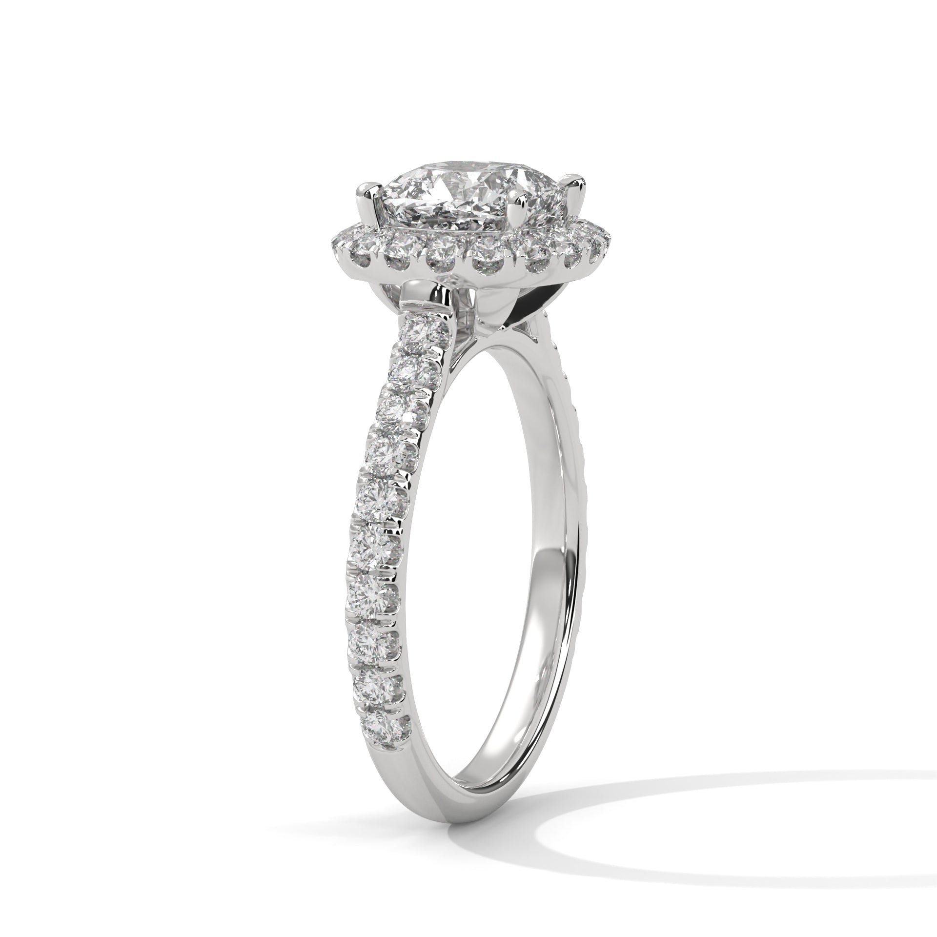 Cushion Halo Cathedral Engagement Ring