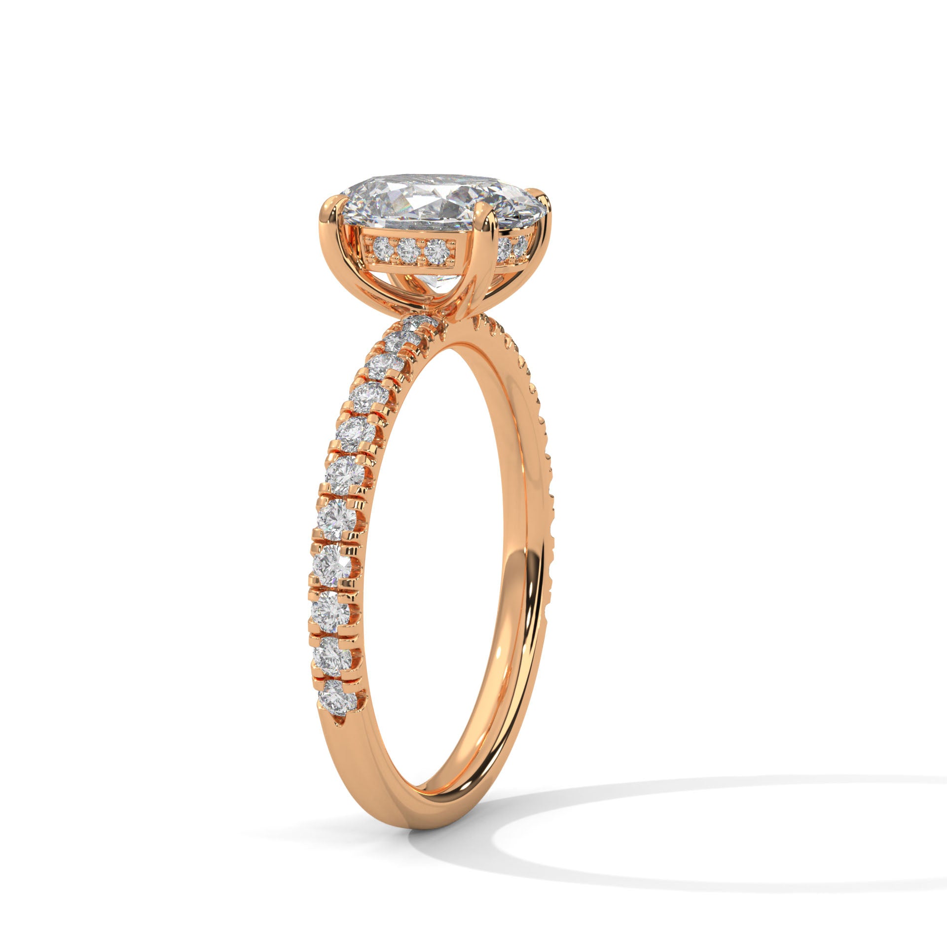 Oval Solitaire Hidden Halo Engagement Ring