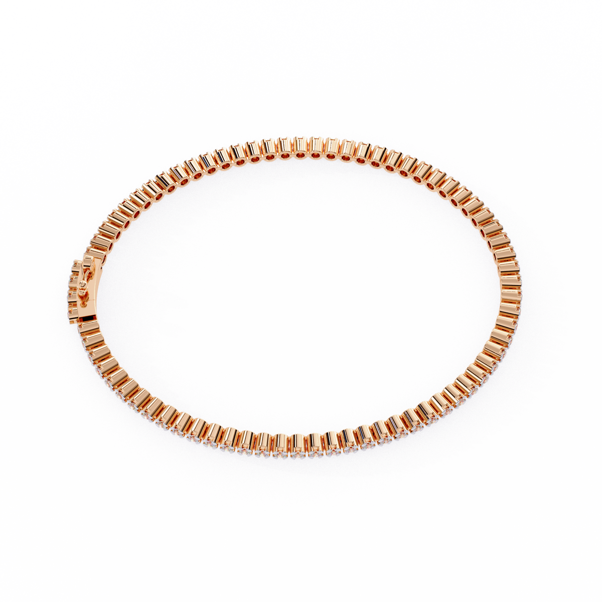 Rose gold bracelet on a white background