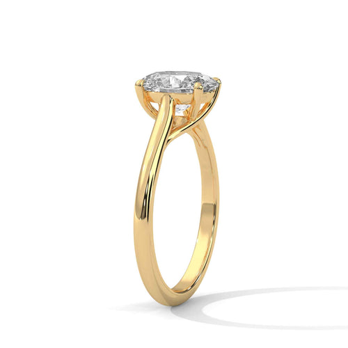 Elegant Oval Cut Solitaire Engagement Ring with Crossover Cathedral Band