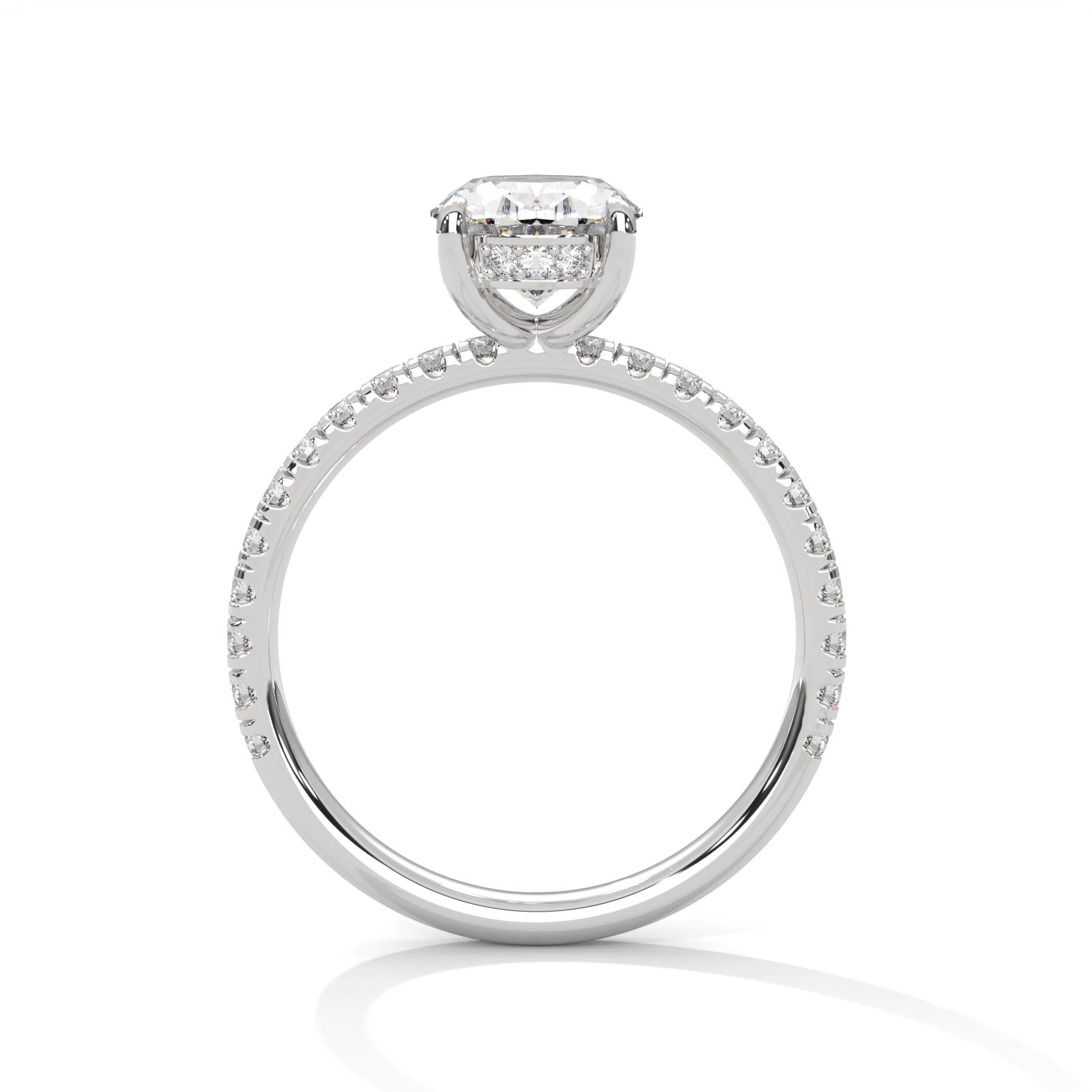 Oval Solitaire Hidden Halo Engagement Ring