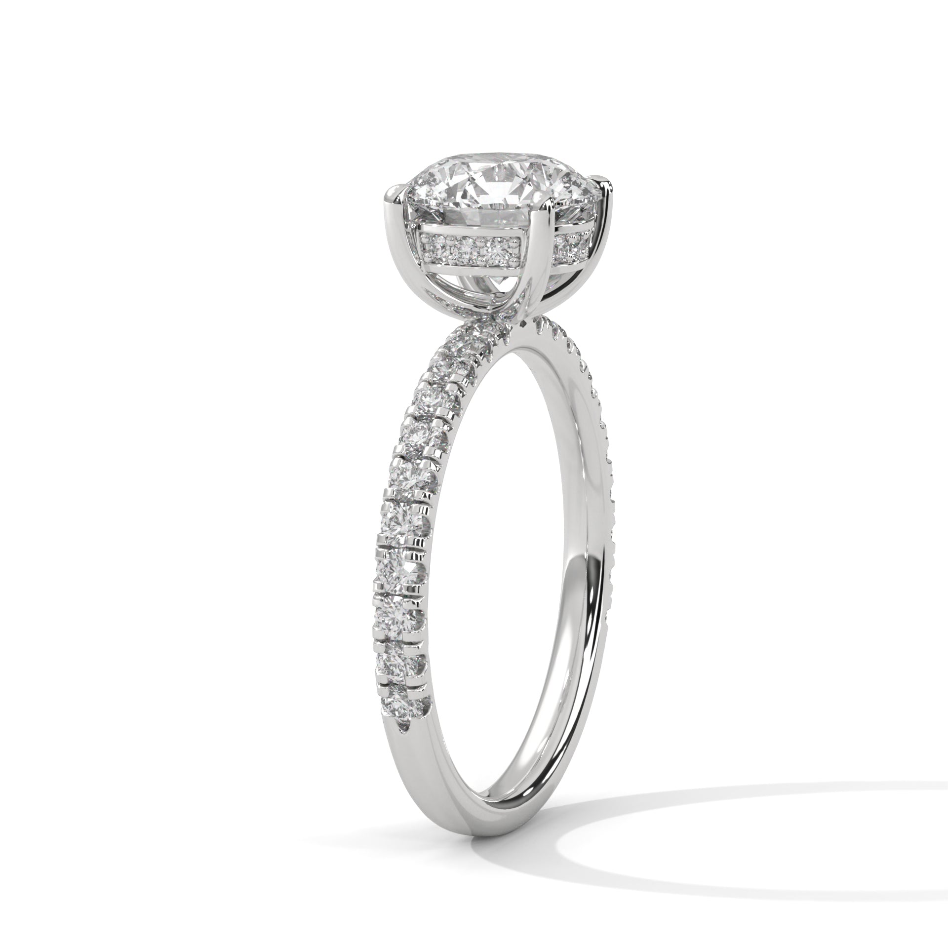 Round Solitaire Hidden Halo Engagement Ring