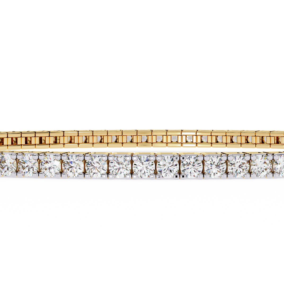 Gold and diamond bracelet on a white background