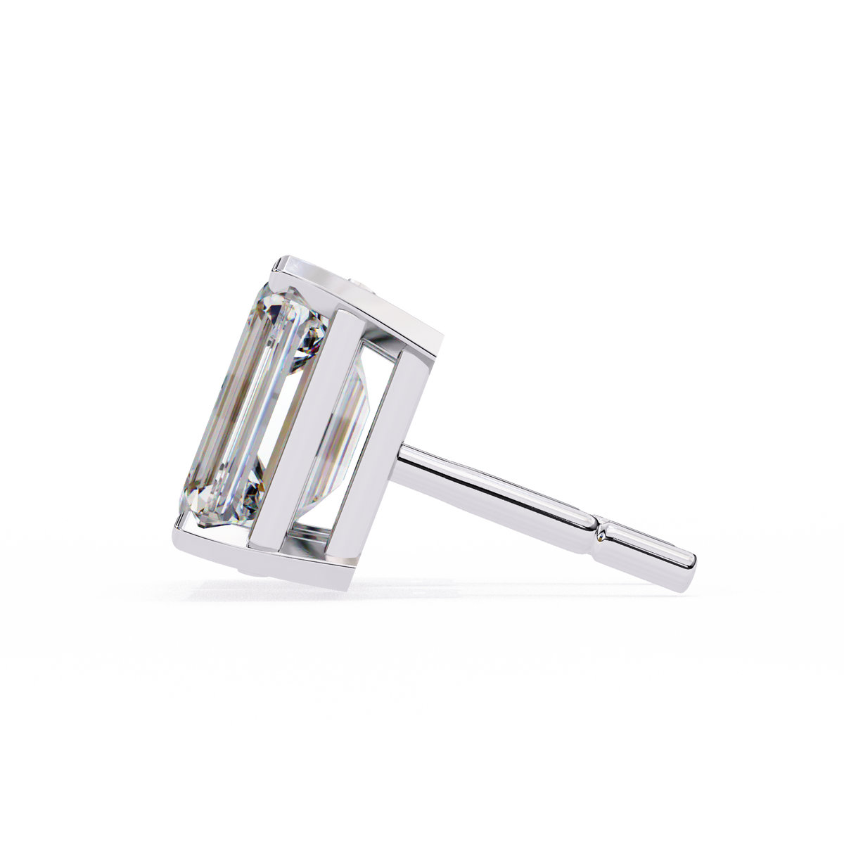 Diamond stud earring on a white background