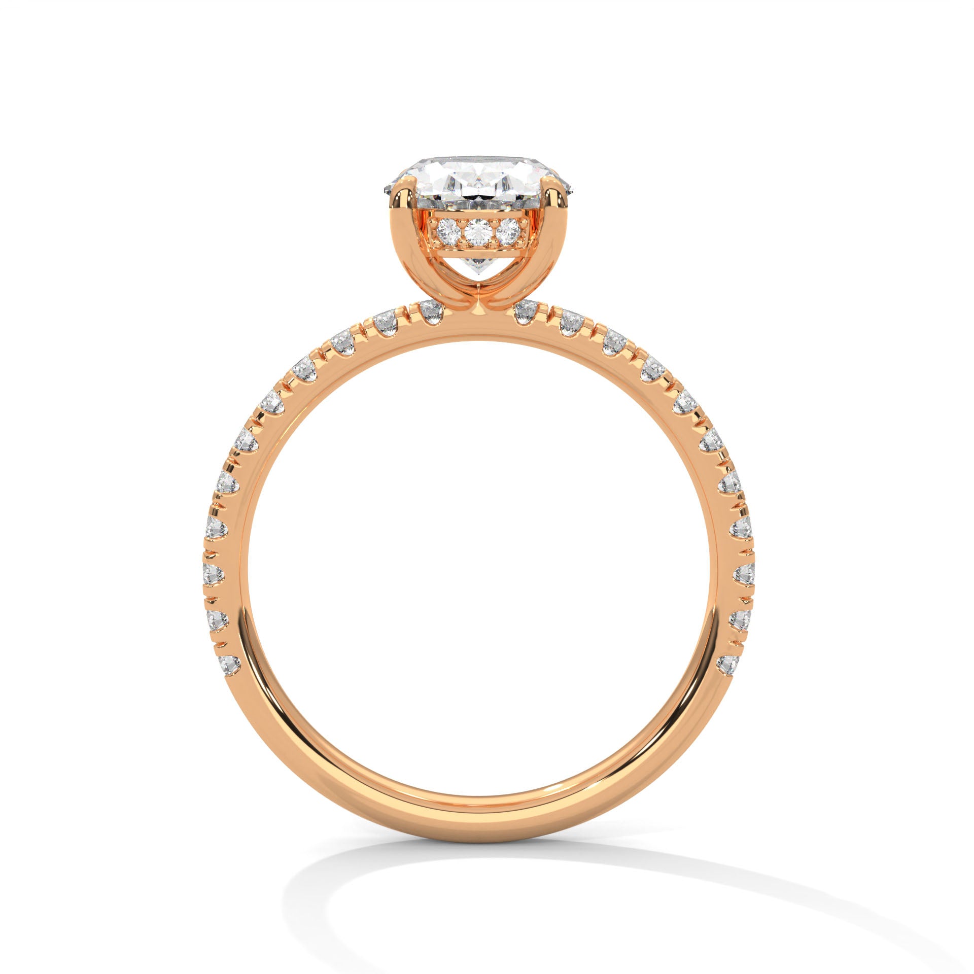 Oval Solitaire Hidden Halo Engagement Ring