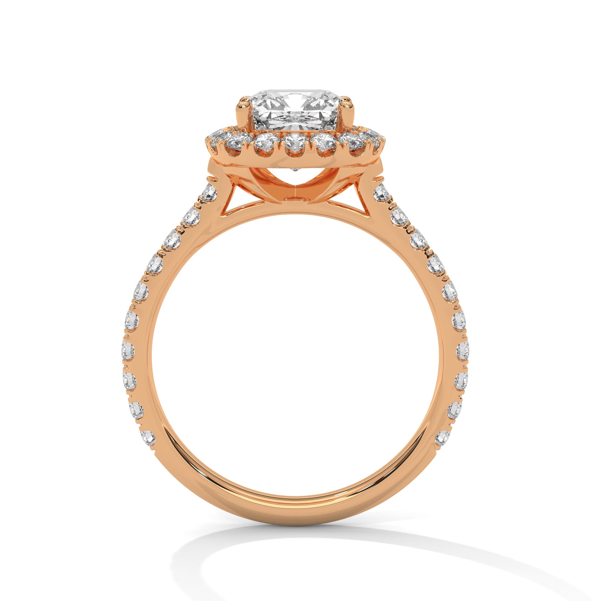 Cushion Halo Cathedral Engagement Ring