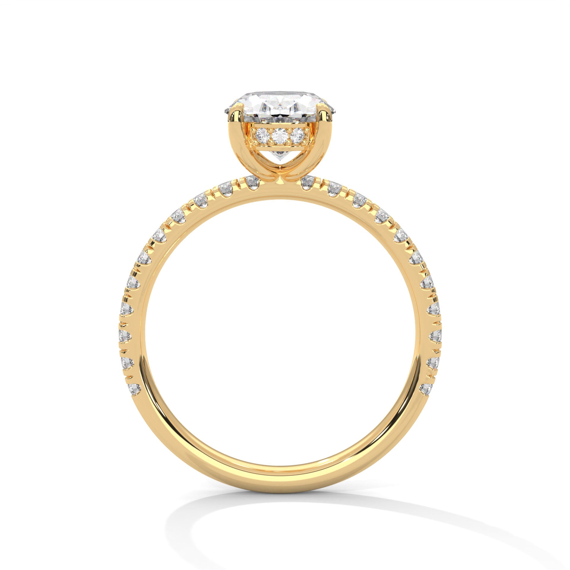 Oval Solitaire Hidden Halo Engagement Ring