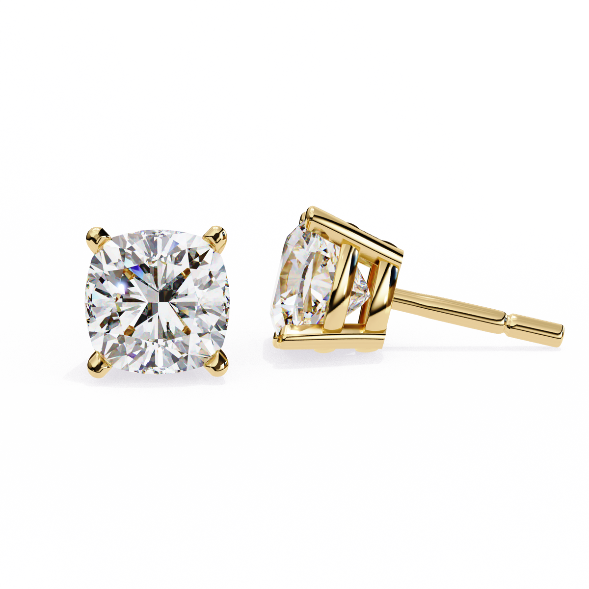 Cushion Cut Lab Grown Diamond Solitaire Stud Earrings 2.33 CT