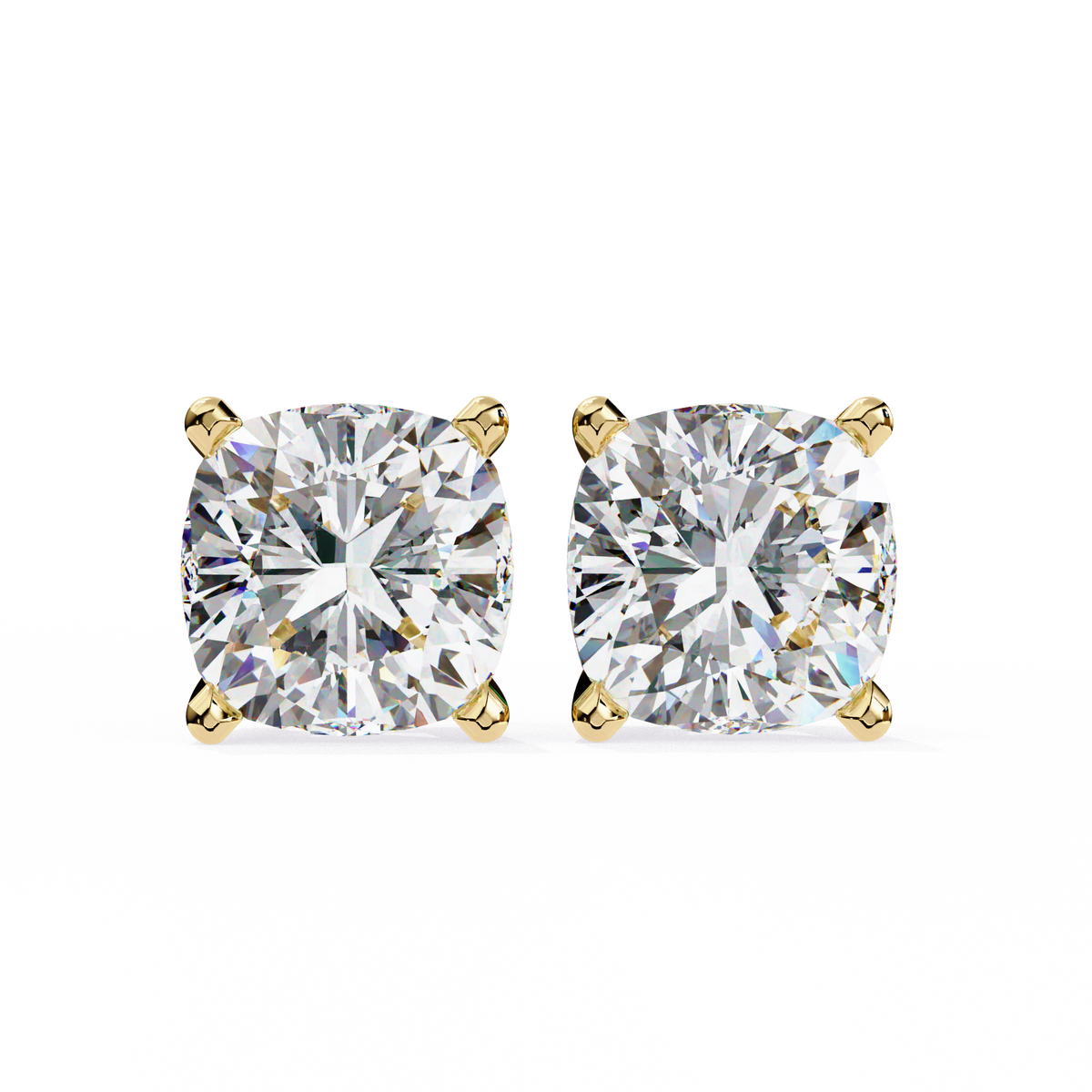 Cushion Cut Lab Grown Diamond Solitaire Stud Earrings 2.33 CT