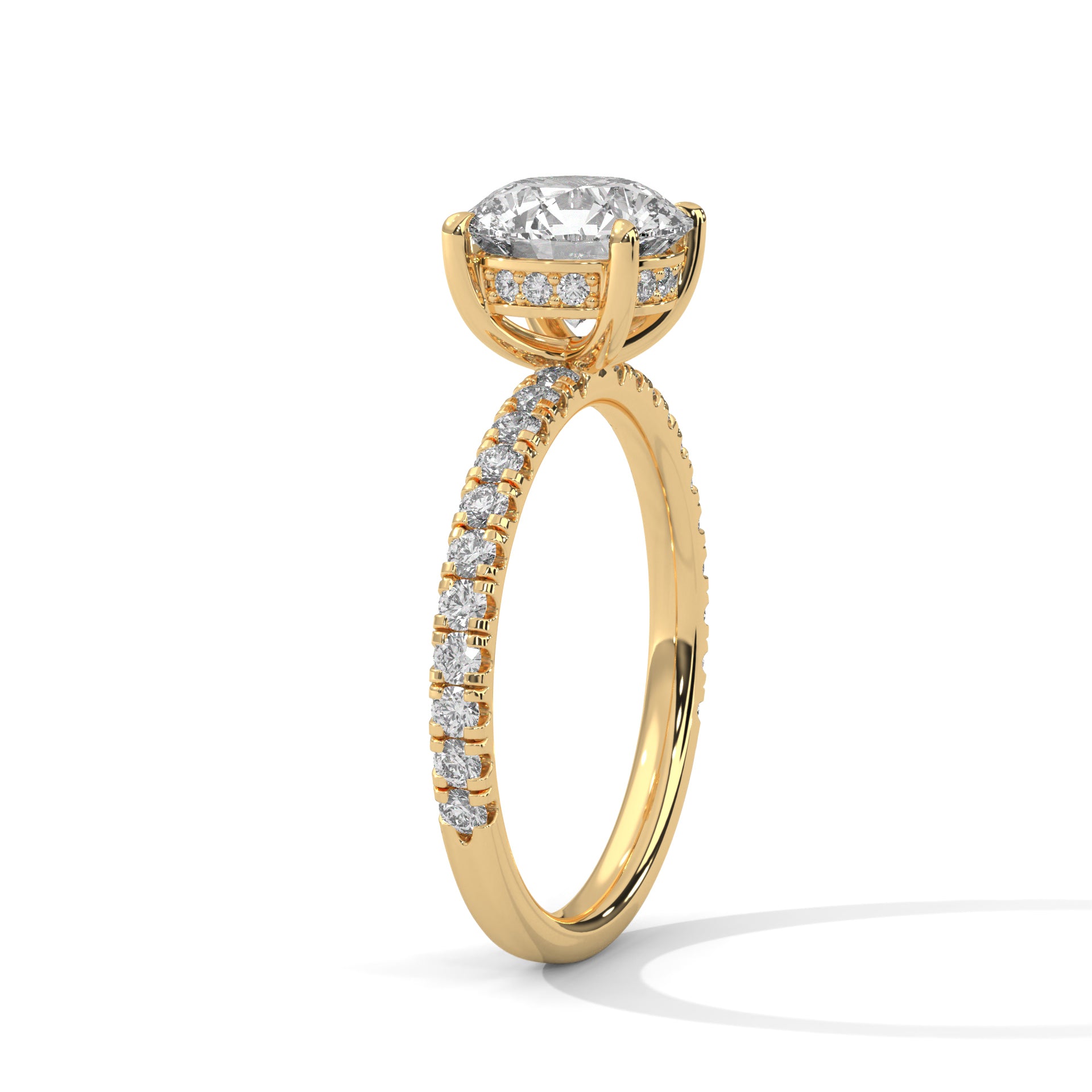 Round Solitaire Hidden Halo Engagement Ring