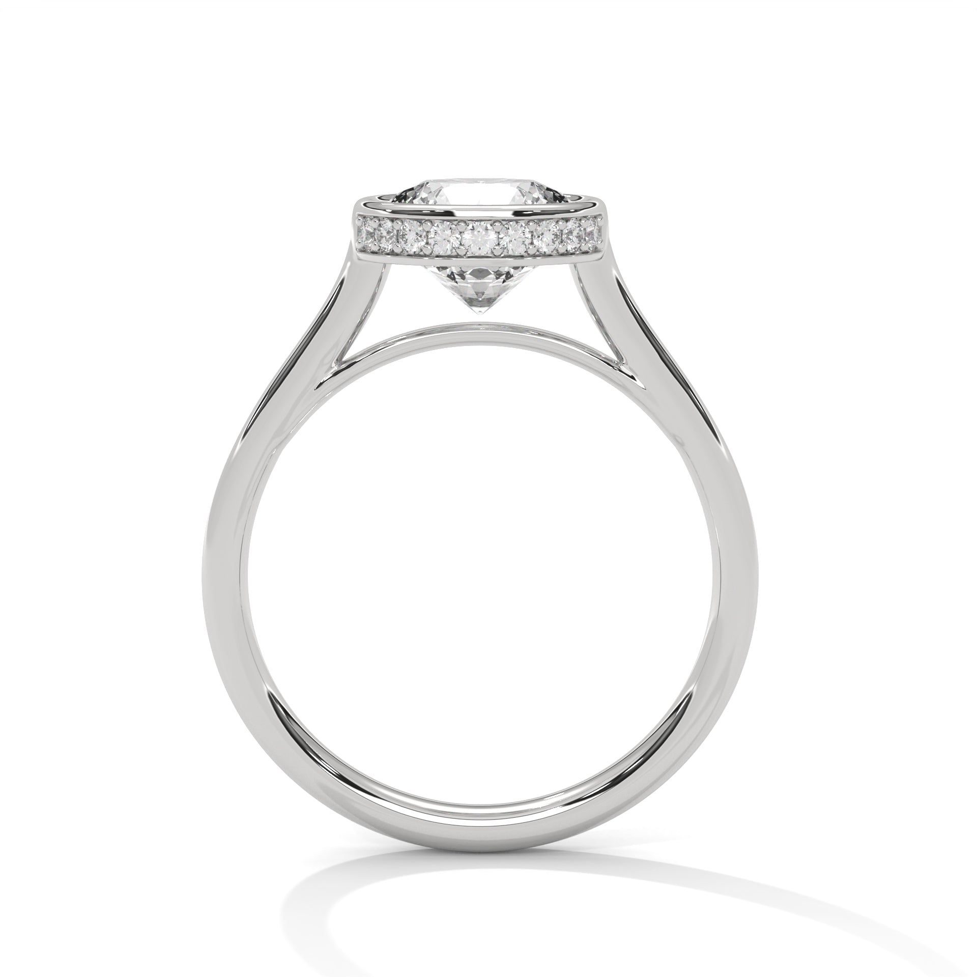 Round Bezel Halo Engagement Ring