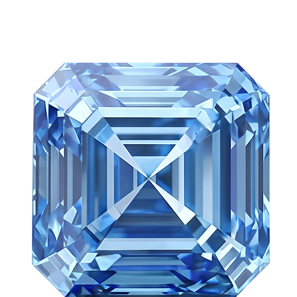 Asscher Cut Lab Grown Fancy Intense Blue Diamond 1 CT