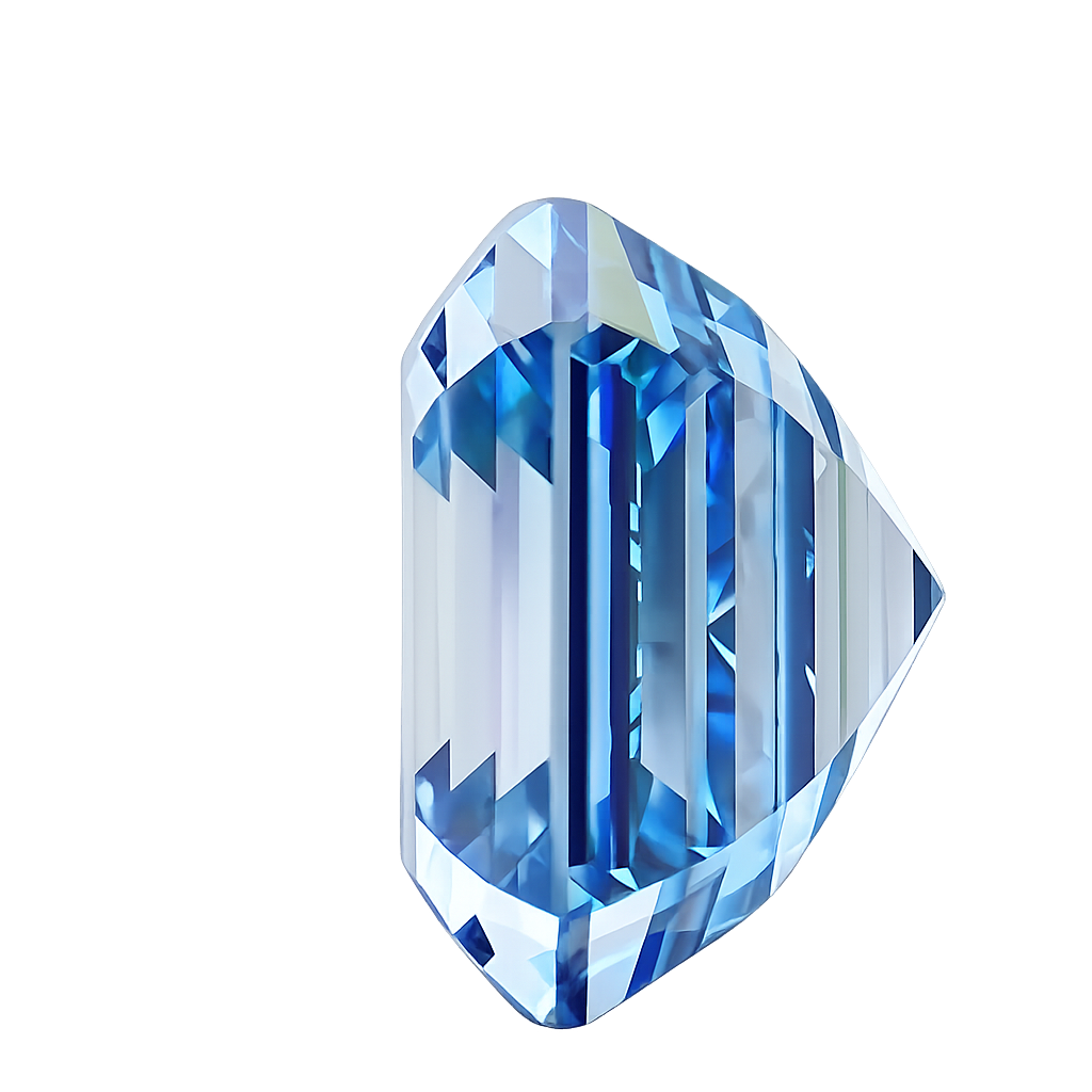 Asscher Cut Lab Grown Fancy Intense Blue Diamond 1 CT
