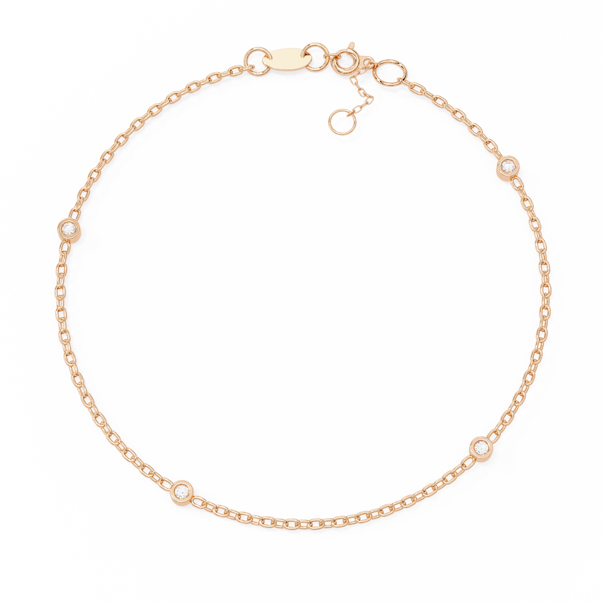 Rose gold bracelet on a white background