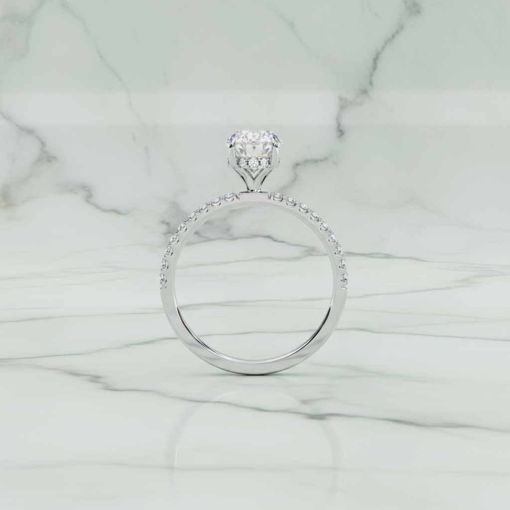 Diamond ring with a white background