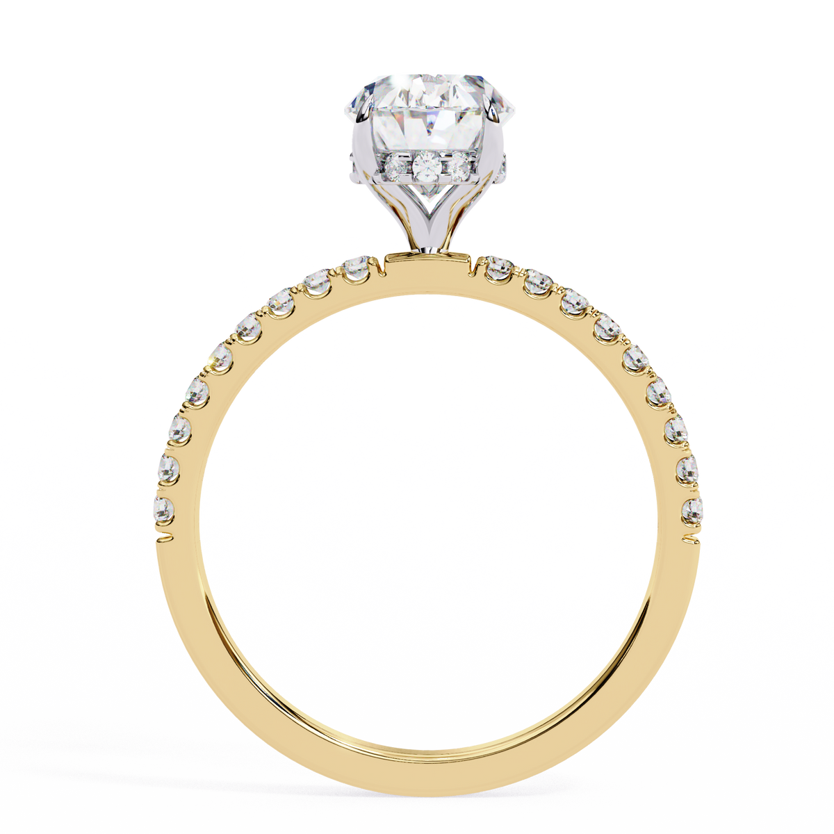 Oval Lab-Grown Diamond Hidden Halo Pavé Engagement Ring