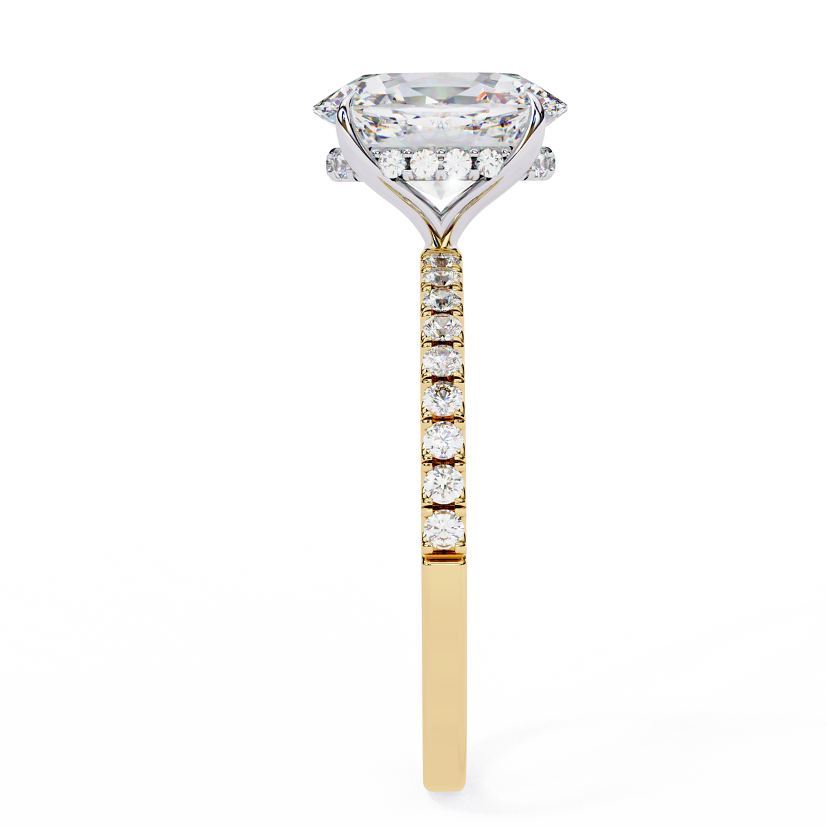 Oval Lab-Grown Diamond Hidden Halo Pavé Engagement Ring