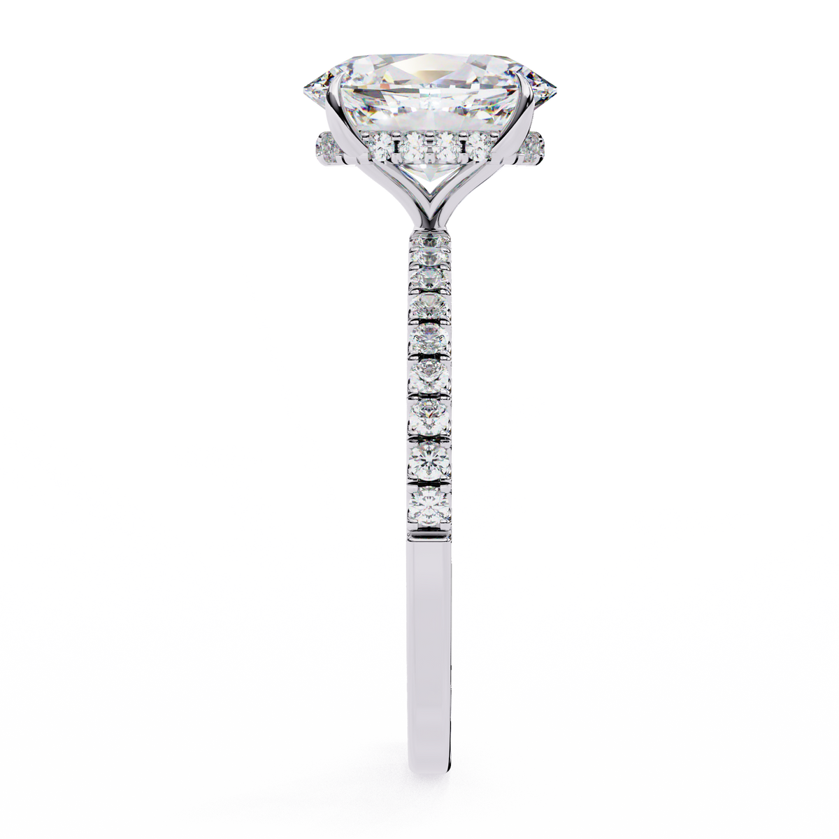 Oval Lab-Grown Diamond Hidden Halo Pavé Engagement Ring