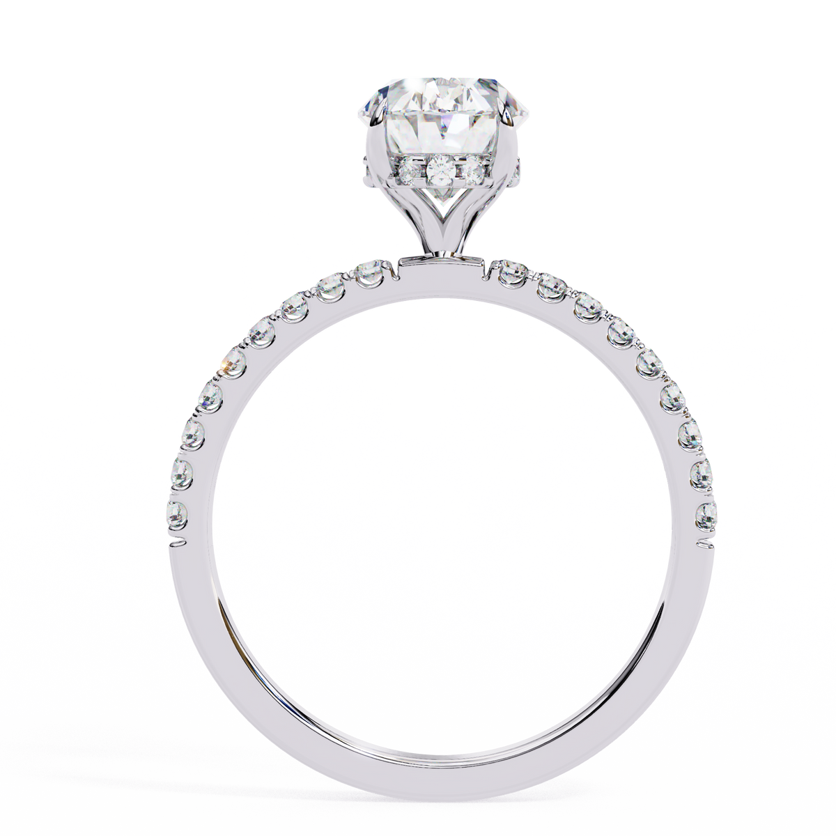 Oval Lab-Grown Diamond Hidden Halo Pavé Engagement Ring