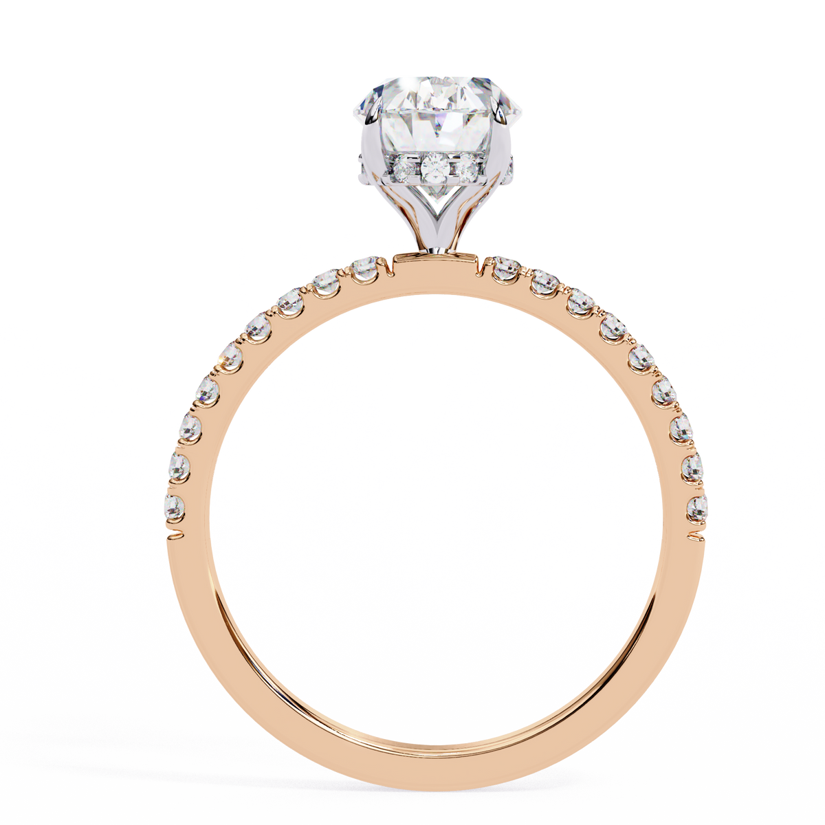 Oval Lab-Grown Diamond Hidden Halo Pavé Engagement Ring
