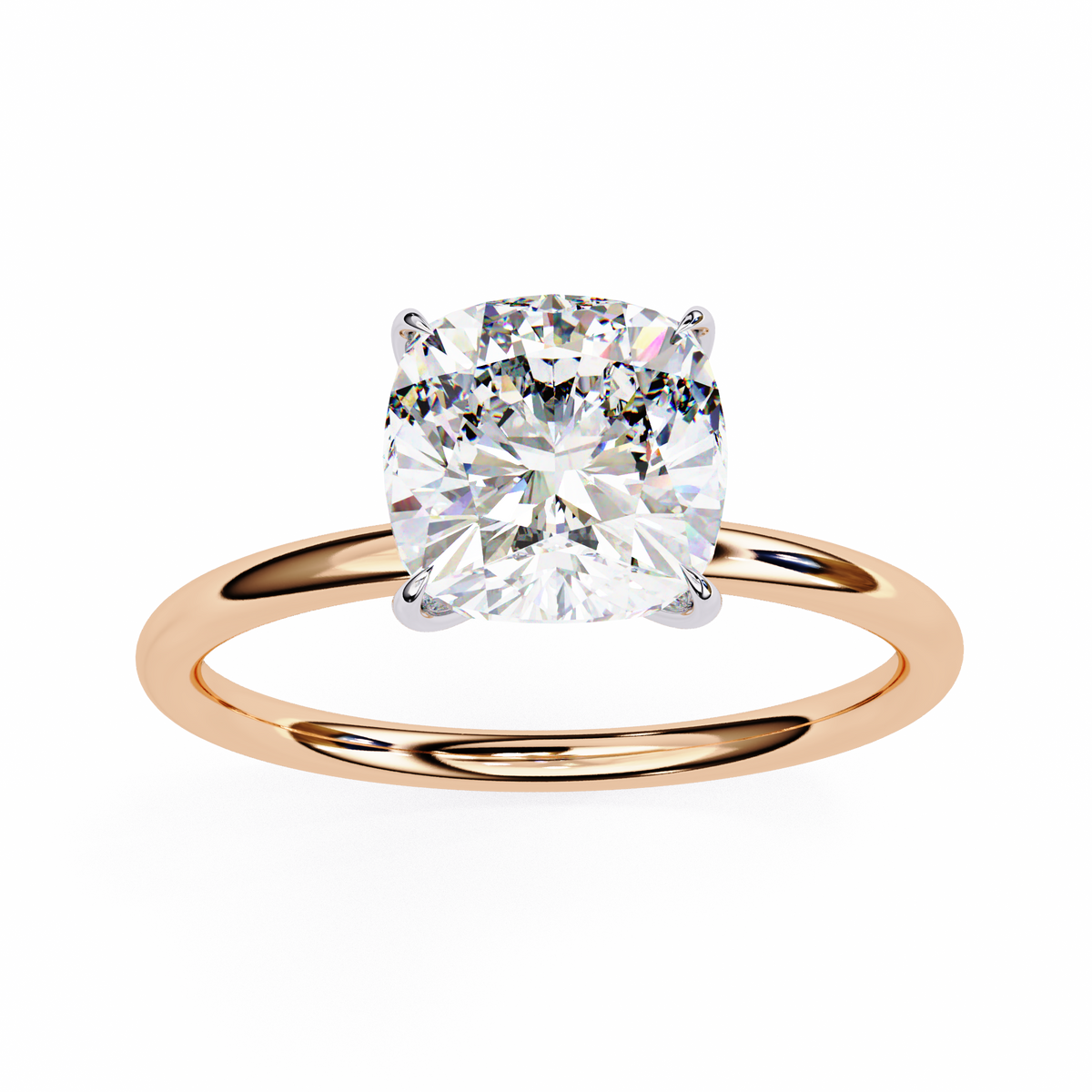 Cushion Cut Lab Grown Diamond Solitaire Engagement Ring