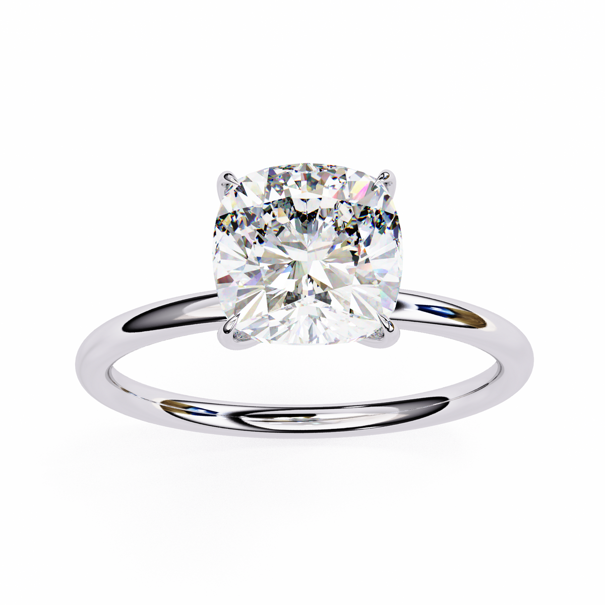 Cushion Cut Lab Grown Diamond Solitaire Engagement Ring