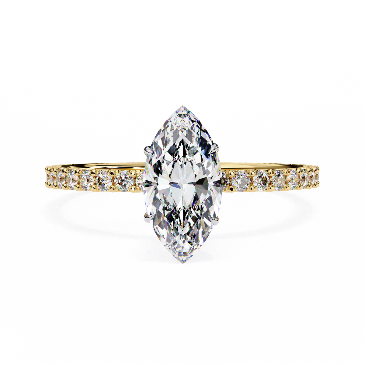 Marquise Lab Grown Diamond Hidden Halo Pavé Engagement Ring