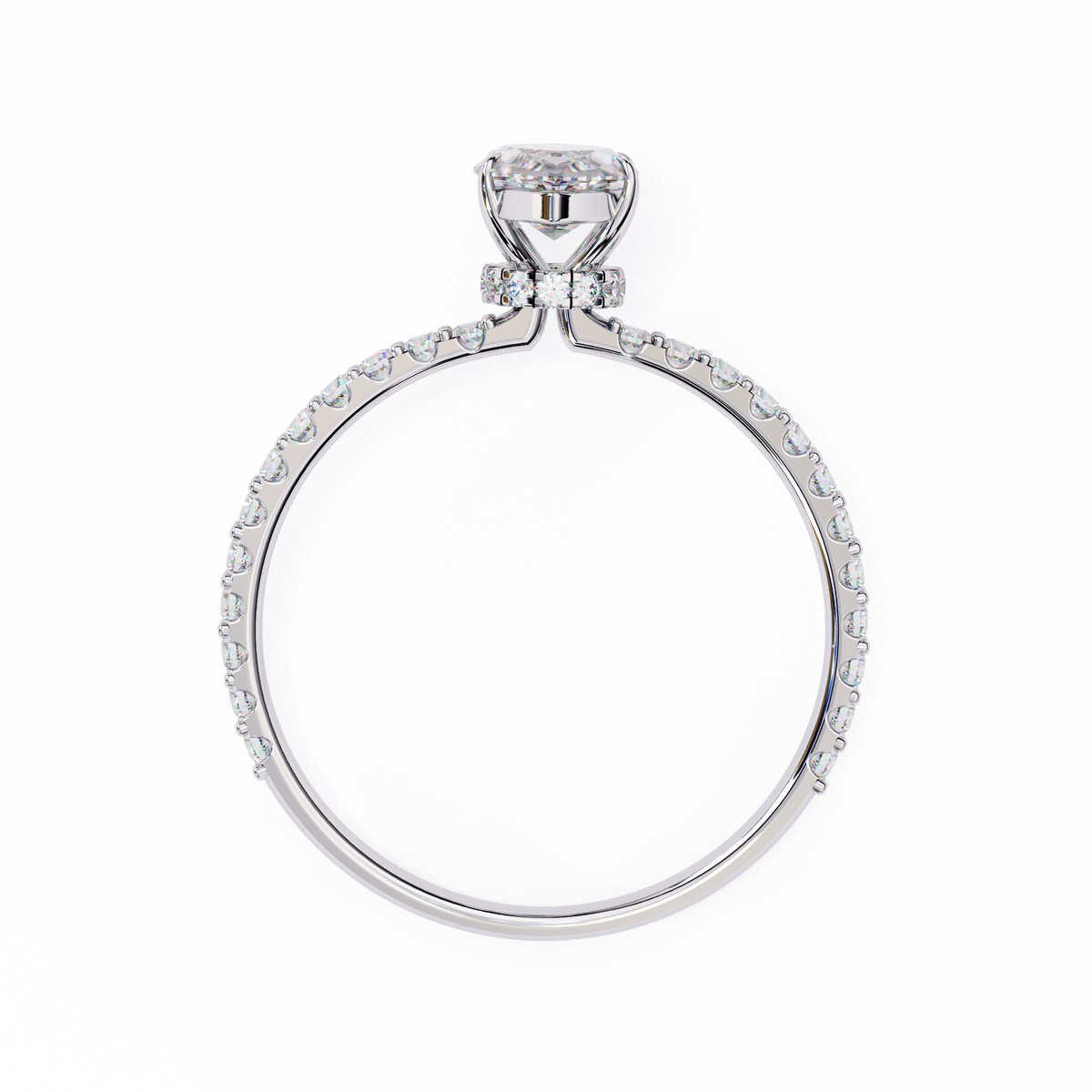 Marquise Lab Grown Diamond Hidden Halo Pavé Engagement Ring