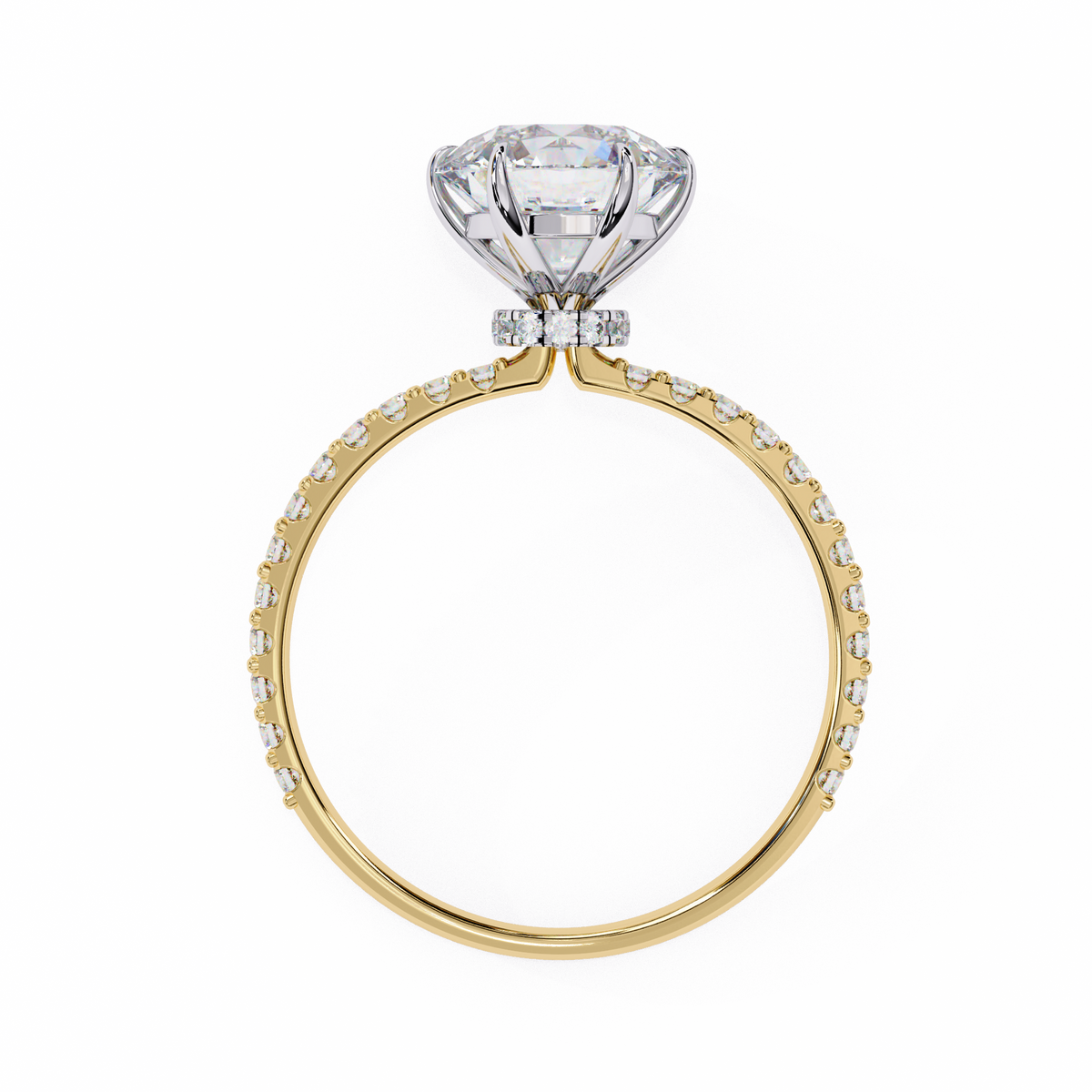 Gold ring with a diamond on a white background