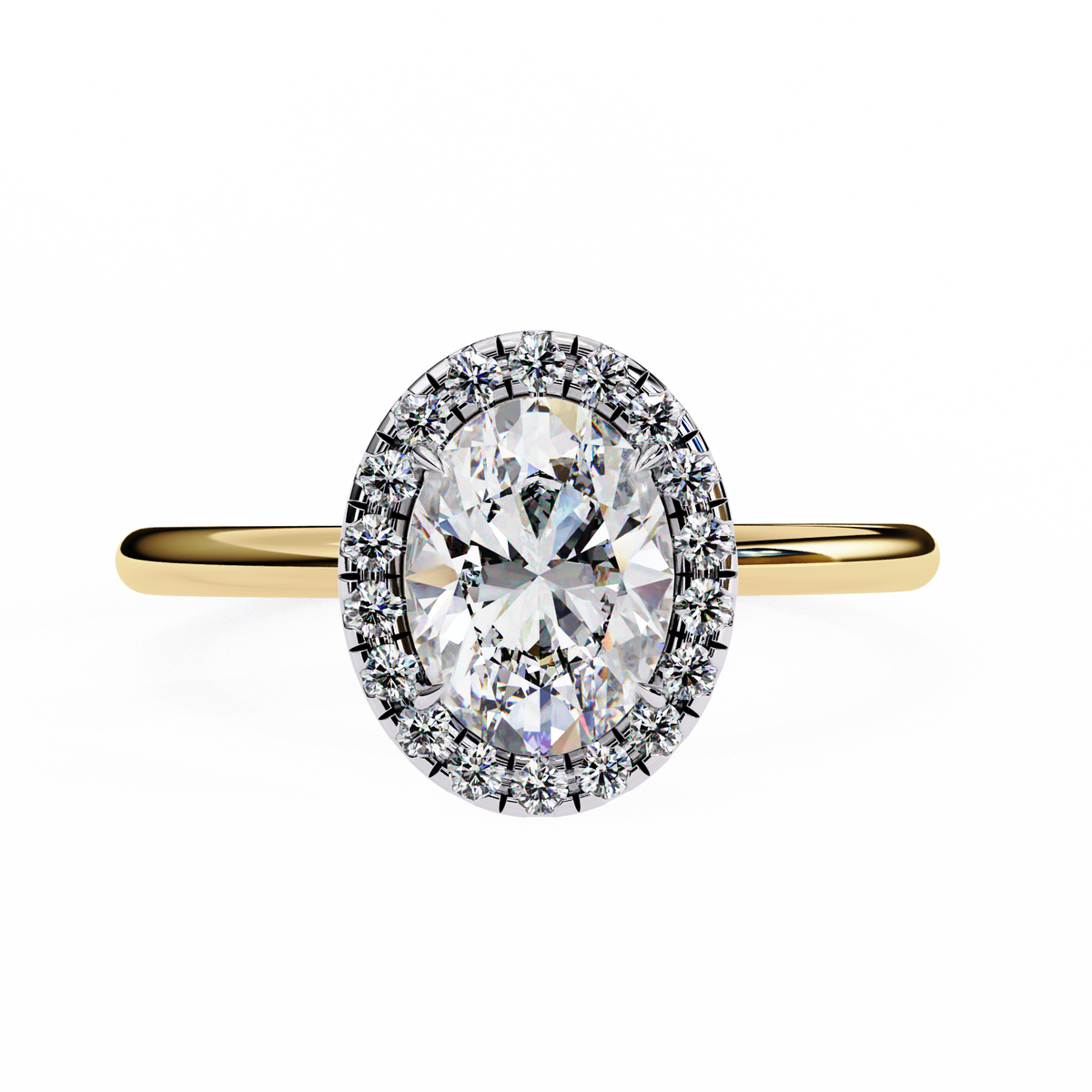 Diamond ring with gold band on a white background