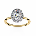 Gold ring with a diamond on a white background