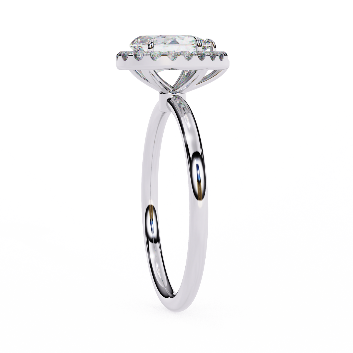 Pear Cut Lab Grown Diamond Halo Engagement Ring 1.35 CT