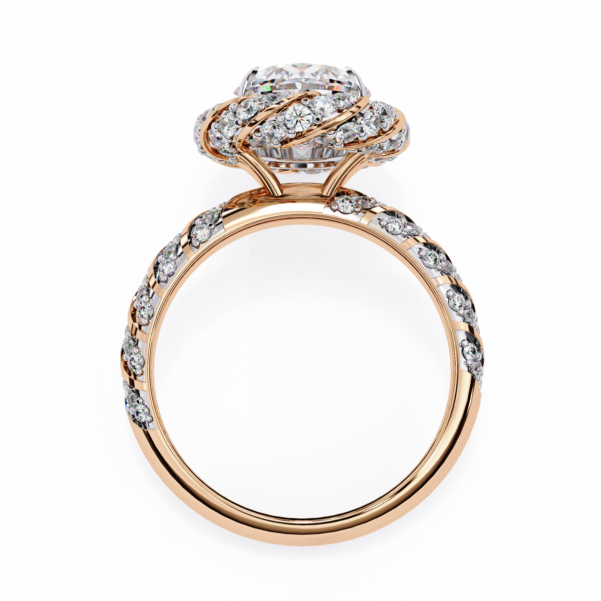 Oval Lab Grown Diamond Halo Pavé Engagement Ring 3.21 CT