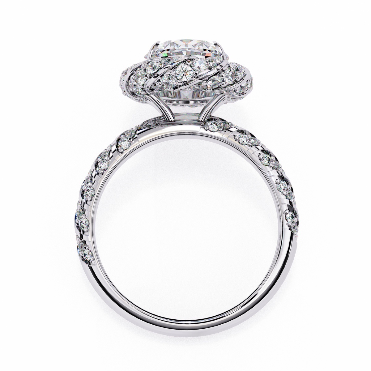 Oval Lab Grown Diamond Halo Pavé Engagement Ring 3.21 CT