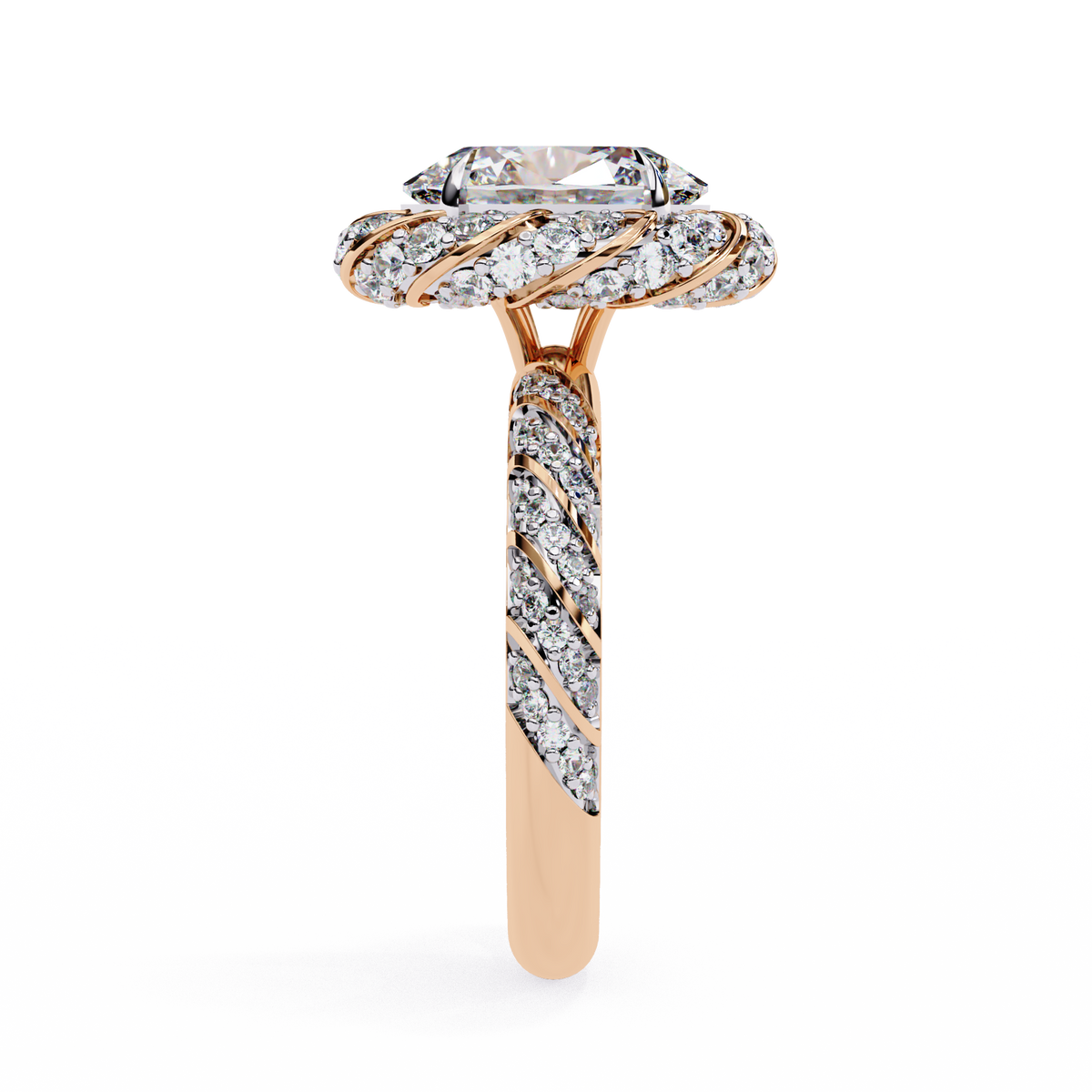 Oval Lab Grown Diamond Halo Pavé Engagement Ring 3.21 CT
