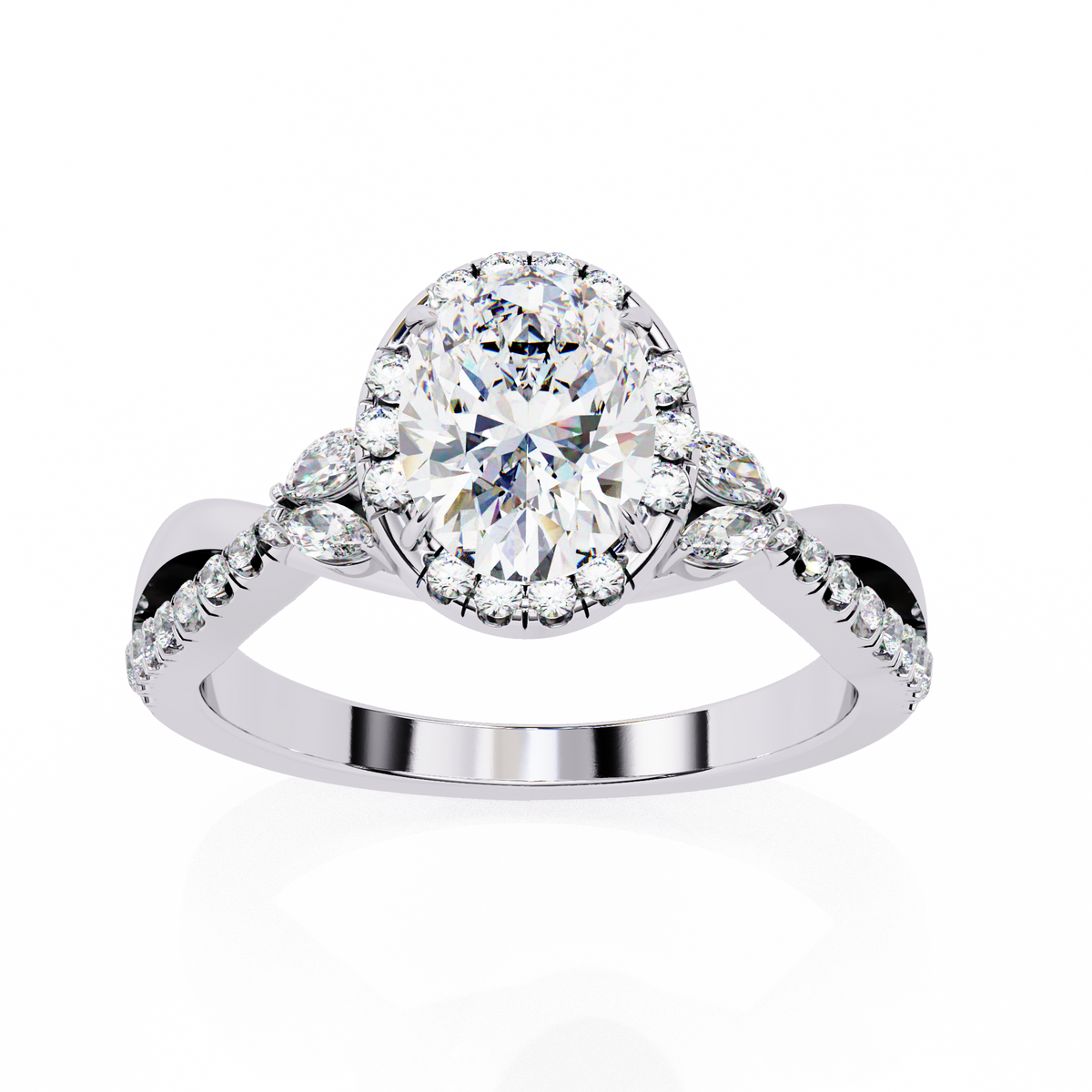 Diamond ring with a white background