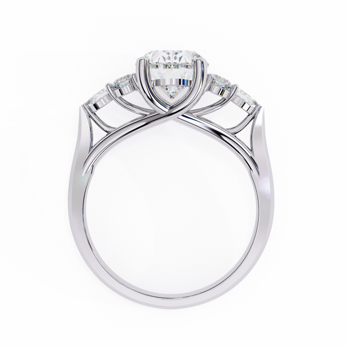 Diamond ring with a clear gemstone on a white background